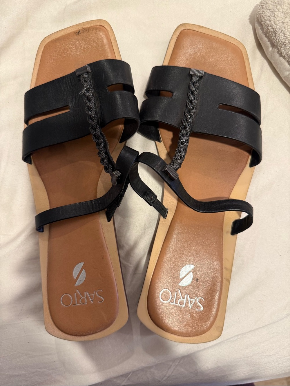 Franco Sarto Sandals Womens Size black Effy Open Toe Leather Sandal